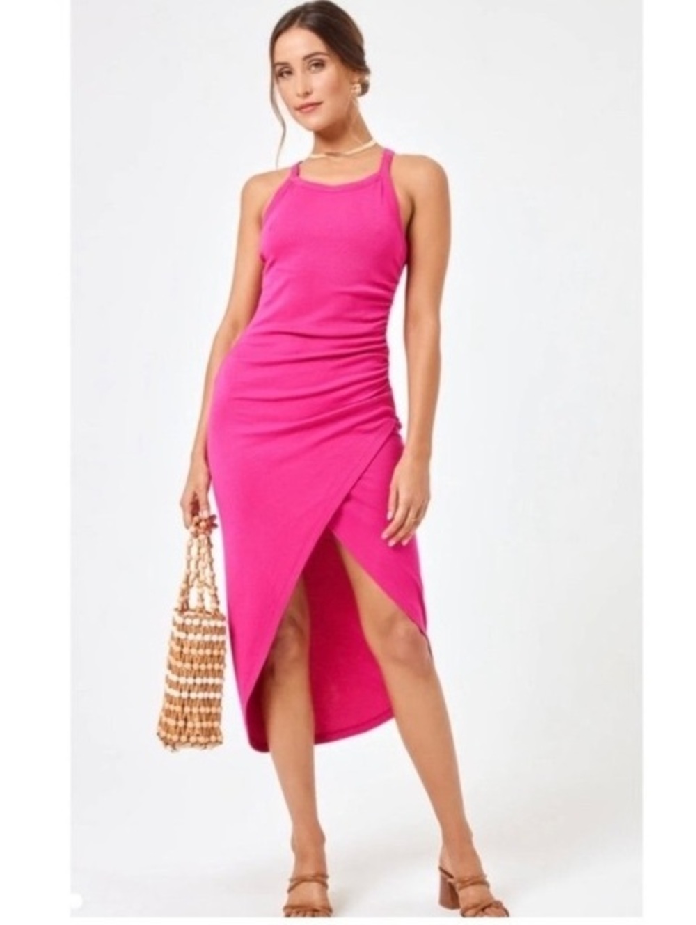 L*Space Revolve Bardot Midi Dress Bougainvillea S/M